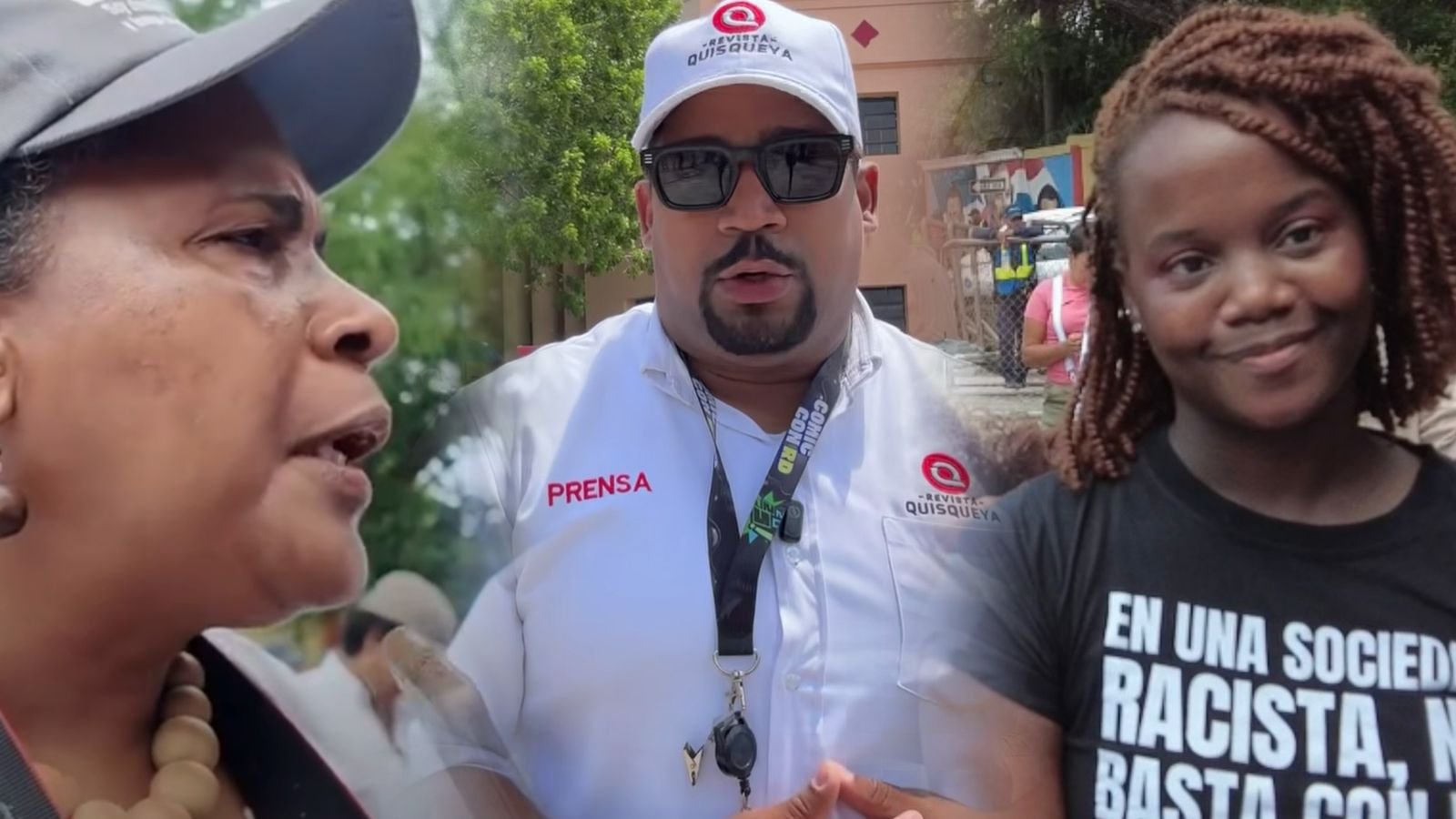 Momento tenso entre el periodista Sandy Bismark y miembros de Reconoci.do durante protesta migratoria
