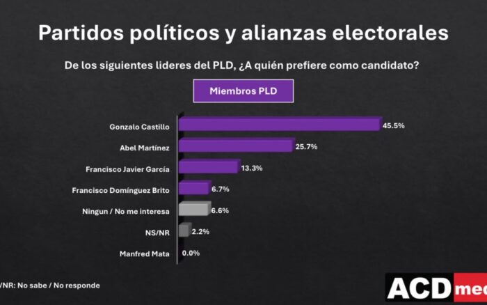 Gonzalo Castillo lidera ampliamente preferencia presidencial en el PLD, según ACD Media